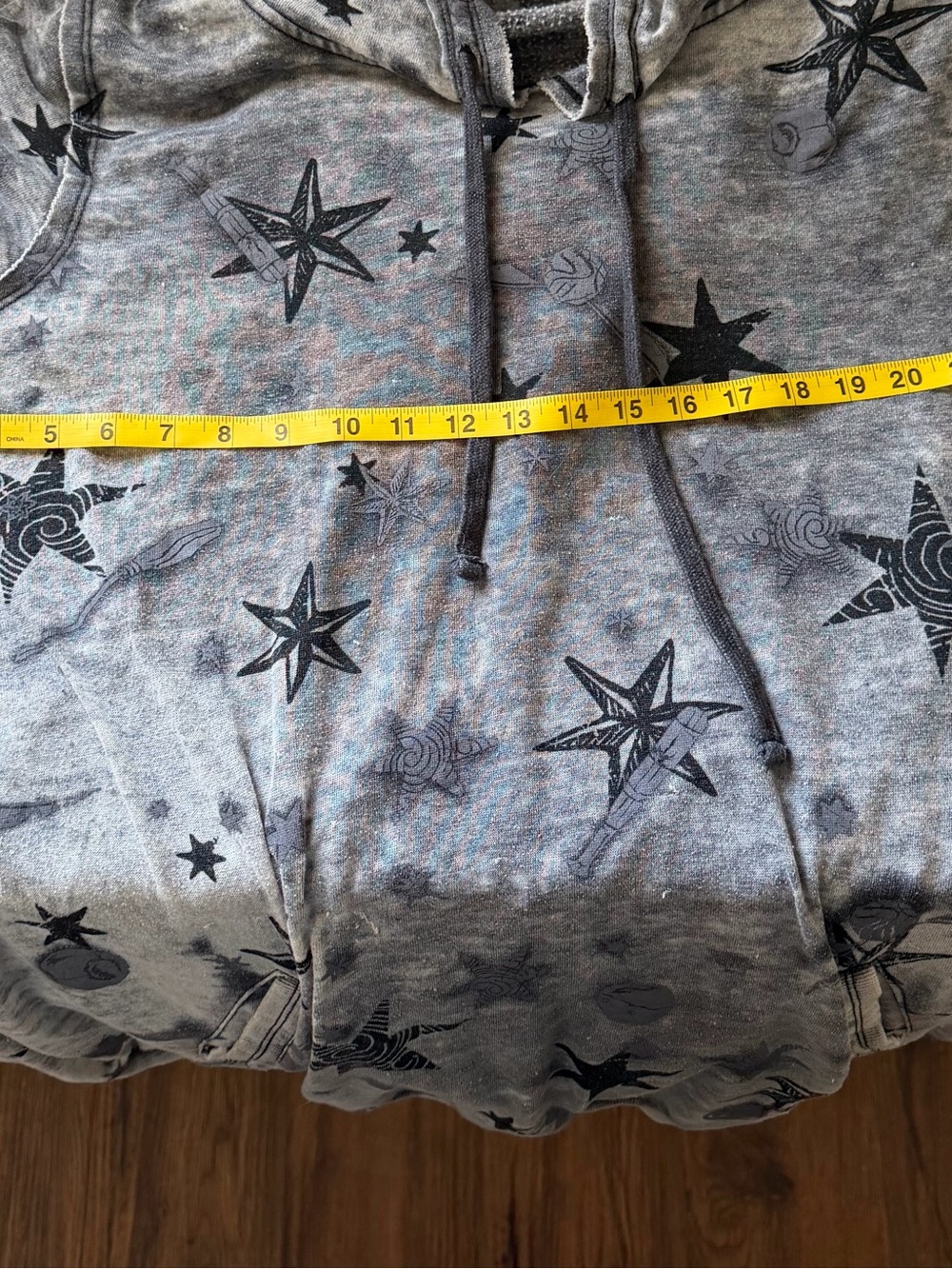 Harry Potter Celestial Star Print Hoodie Gray Acid Wash Pullover Womens 3 - Picture 9 of 10